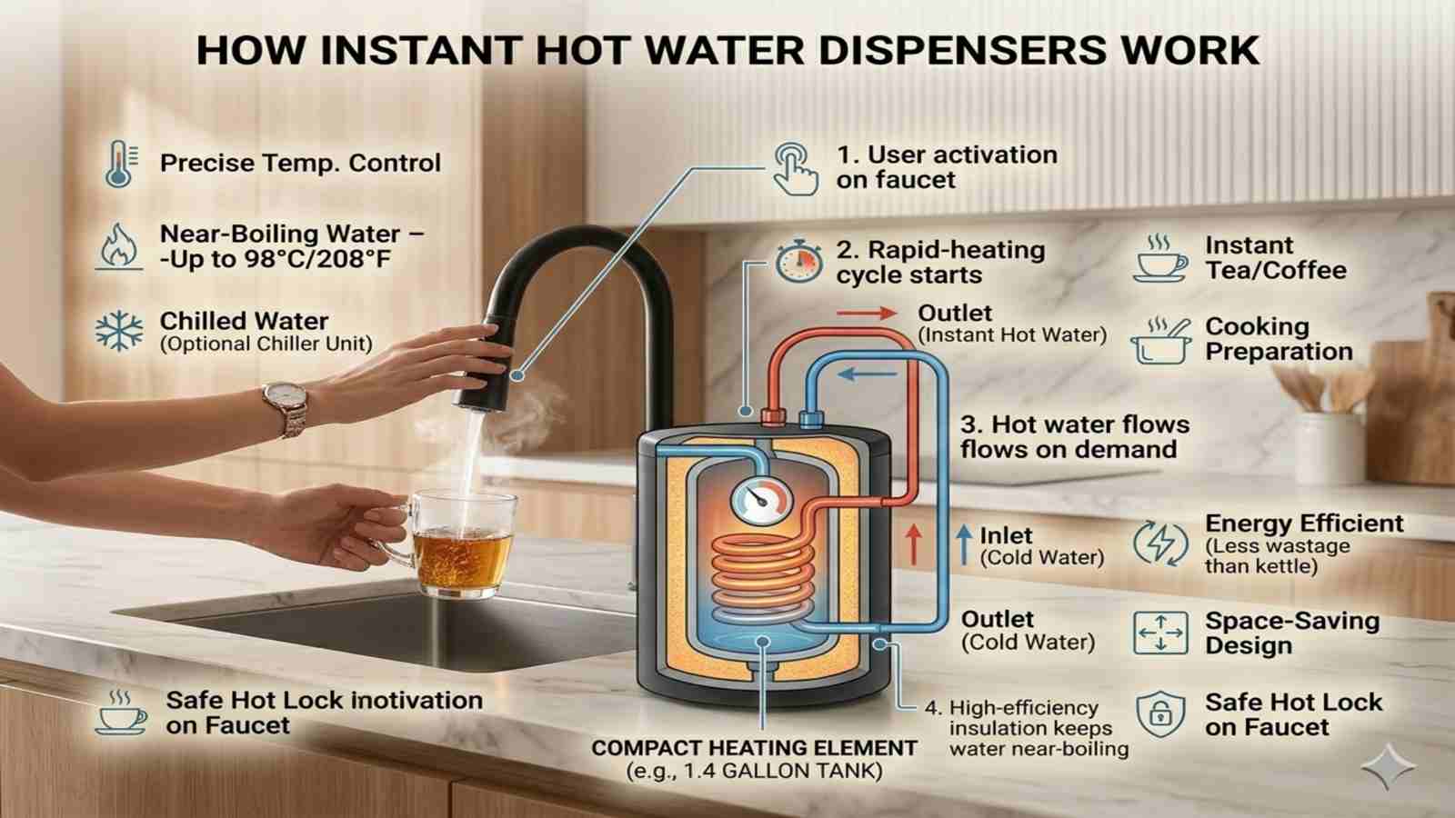 How instant hot water Dispensers Work?
